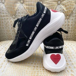 love moschino mesh sneakers with heart